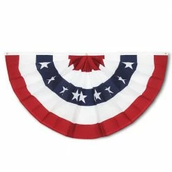 ANLEY 1.5 ft. x 3 ft. USA Pleated Half Fan Flag Bunting Patriotic Stars and Stripes Banner with Canvas Header Brass Grommets