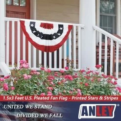 ANLEY 1.5 ft. x 3 ft. USA Pleated Half Fan Flag Bunting Patriotic Stars and Stripes Banner with Canvas Header Brass Grommets -US Flora Bunda Sales 2022 anley house flags a flag fan us 1 5x3ft fa 1000