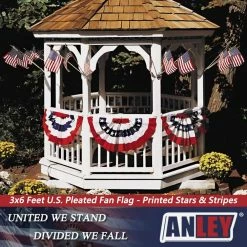 ANLEY 3 ft. x 6 ft. USA Pleated Half Fan Flag - American US Bunting Flags - Half Fan Banner (4-Pack) -US Flora Bunda Sales 2022 anley house flags a flag fan us 3x6 4p 1f 1000
