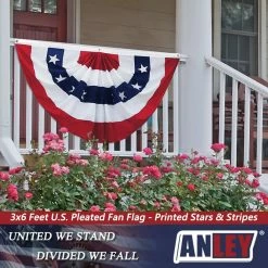 ANLEY 3 ft. x 6 ft. USA Pleated Half Fan Flag - American US Bunting Flags - Half Fan Banner (4-Pack) -US Flora Bunda Sales 2022 anley house flags a flag fan us 3x6 4p 4f 1000