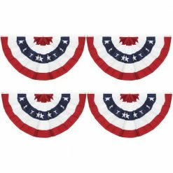 ANLEY 3 ft. x 6 ft. USA Pleated Half Fan Flag - American US Bunting Flags - Half Fan Banner (4-Pack)