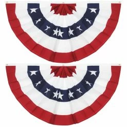 ANLEY 6 ft. x 3 ft. USA Pleated Half Fan Flag - American US Bunting Flags -Half Fan Banner (2-Pack)