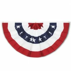 ANLEY 3 ft. x 6 ft. USA Pleated Half Fan Flag Bunting Patriotic Stars and Stripes Banner with Canvas Header Brass Grommets