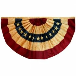 ANLEY 3 ft. x 6 ft. Vintage Style Tea Stained USA Pleated Fan Flag Nylon - Antiqued USA Pleated Fan Flags (2-Pack)