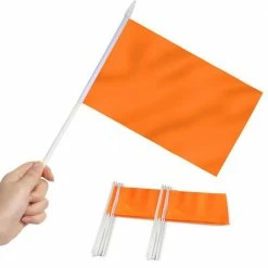 ANLEY 5/12 ft. x 2/3 ft. Orange Mini Flag - Hand-Held Small Miniature Solid Orange Blank Flags (12-Pack)