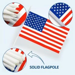 ANLEY American US 5 in. x 8 in. Handheld Mini Stick Flag with 12 in. White Solid Pole United State Hand Held Spear Top 1-Dozen 13 ANLEY American US 5 in. x 8 in. Handheld Mini Stick Flag with 12 in. White Solid Pole United State Hand Held Spear Top 1-Dozen -US Flora Bunda Sales 2022 anley house flags a flag mini us 5x8 12pc 44 1000