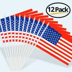 ANLEY American US 5 in. x 8 in. Handheld Mini Stick Flag with 12 in. White Solid Pole United State Hand Held Spear Top 1-Dozen 14 ANLEY American US 5 in. x 8 in. Handheld Mini Stick Flag with 12 in. White Solid Pole United State Hand Held Spear Top 1-Dozen -US Flora Bunda Sales 2022 anley house flags a flag mini us 5x8 12pc fa 1000