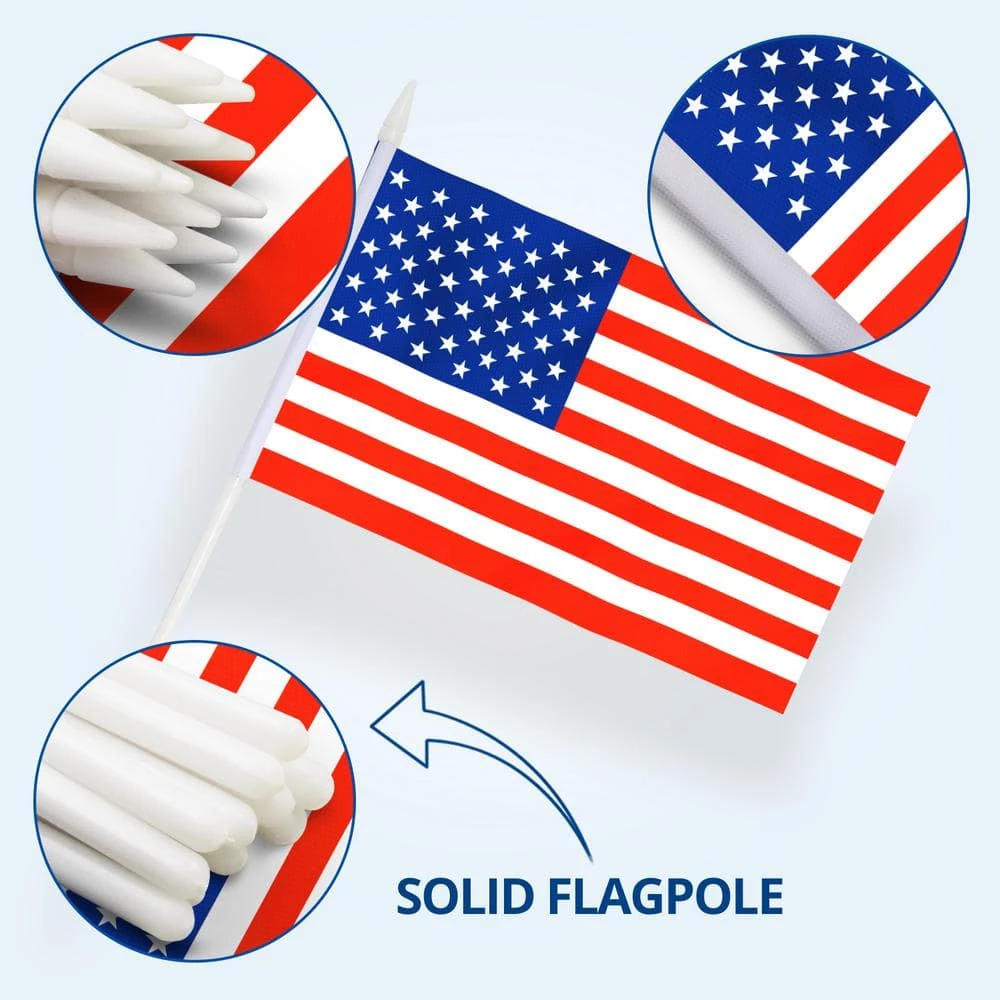 ANLEY 5 in. x 8 in. USA United States Mini Flag - Hand Held Small Miniature American US Flags on Stick (24-Pack) 7 ANLEY 5 in. x 8 in. USA United States Mini Flag - Hand Held Small Miniature American US Flags on Stick (24-Pack) - Image 5