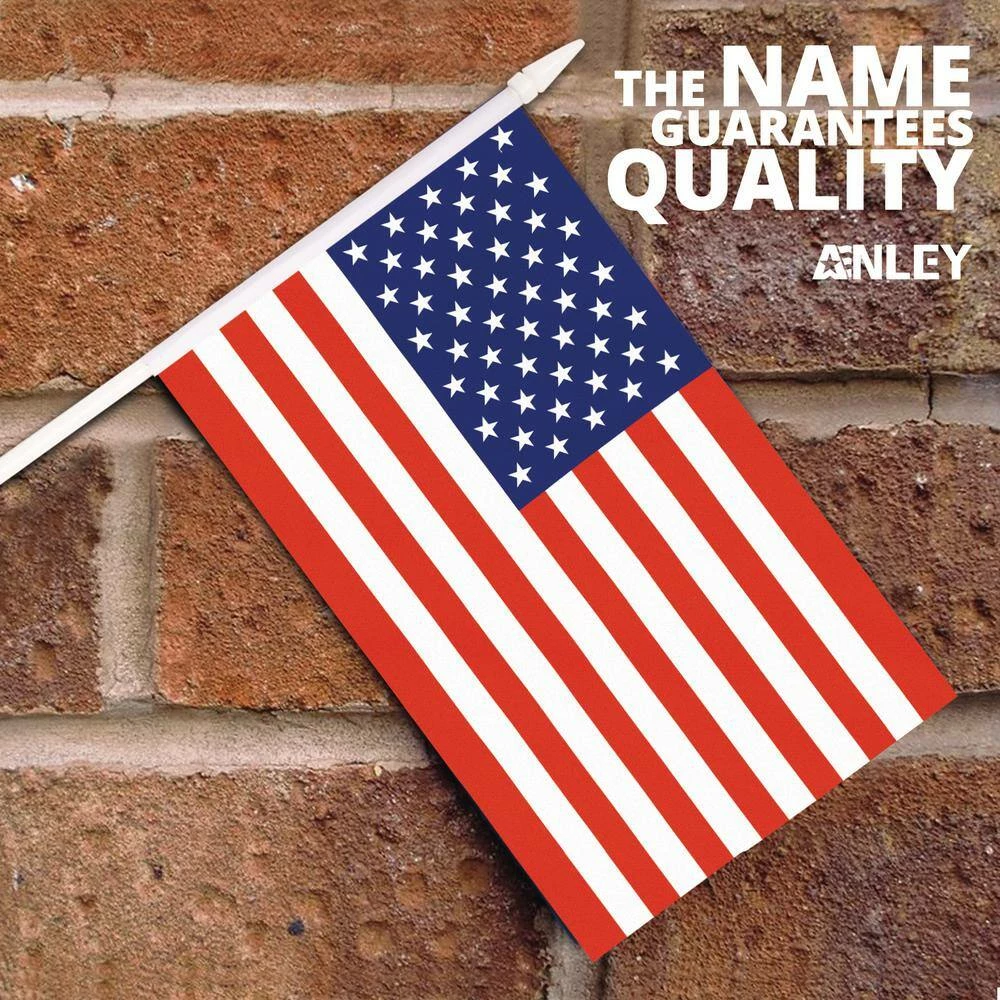 ANLEY 5 in. x 8 in. USA United States Mini Flag - Hand Held Small Miniature American US Flags on Stick (24-Pack) 4 ANLEY 5 in. x 8 in. USA United States Mini Flag - Hand Held Small Miniature American US Flags on Stick (24-Pack) - Image 2