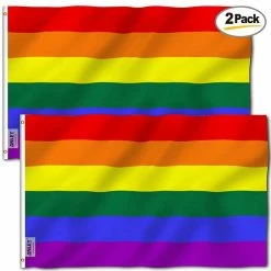 ANLEY Fly Breeze 3 ft. x 5 ft. Polyester Rainbow Flag 6 Stripes 2-Sided Flags Banner with Brass Grommets (2-Pack)