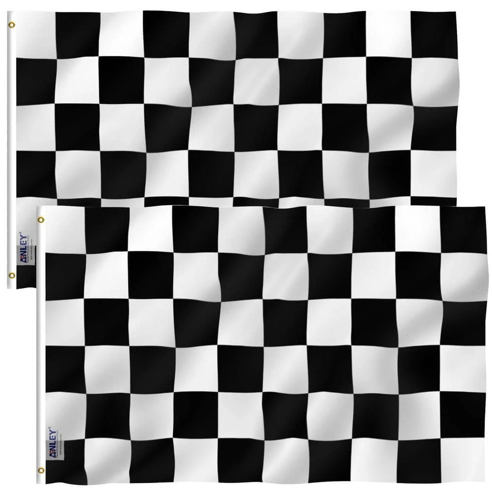 ANLEY Fly Breeze 3 ft. x 5 ft. Polyester Checkered 2-Sided Flags Banner with Brass Grommets and Canvas Header (2-Pack) 3 ANLEY Fly Breeze 3 ft. x 5 ft. Polyester Checkered 2-Sided Flags Banner with Brass Grommets and Canvas Header (2-Pack)
