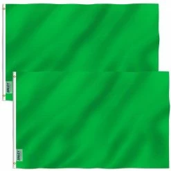 ANLEY Fly Breeze 3 ft. x 5 ft. Polyester Solid Green 2-Sided Banner Flags with Brass Grommets and Canvas Header (2-Pack)