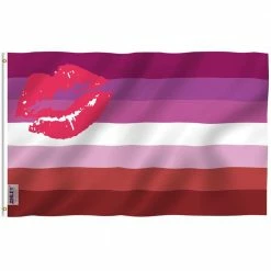 ANLEY 3 ft. x 5 ft. Polyester Lipstick Lesbian Flag - Kiss Lesbian Pride Flag