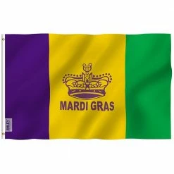 ANLEY Fly Breeze 3 ft. x 5 ft. Polyester Mardi Gras Flag Happy Carnival Flag 2-Sided Flags Banner with Brass Grommets