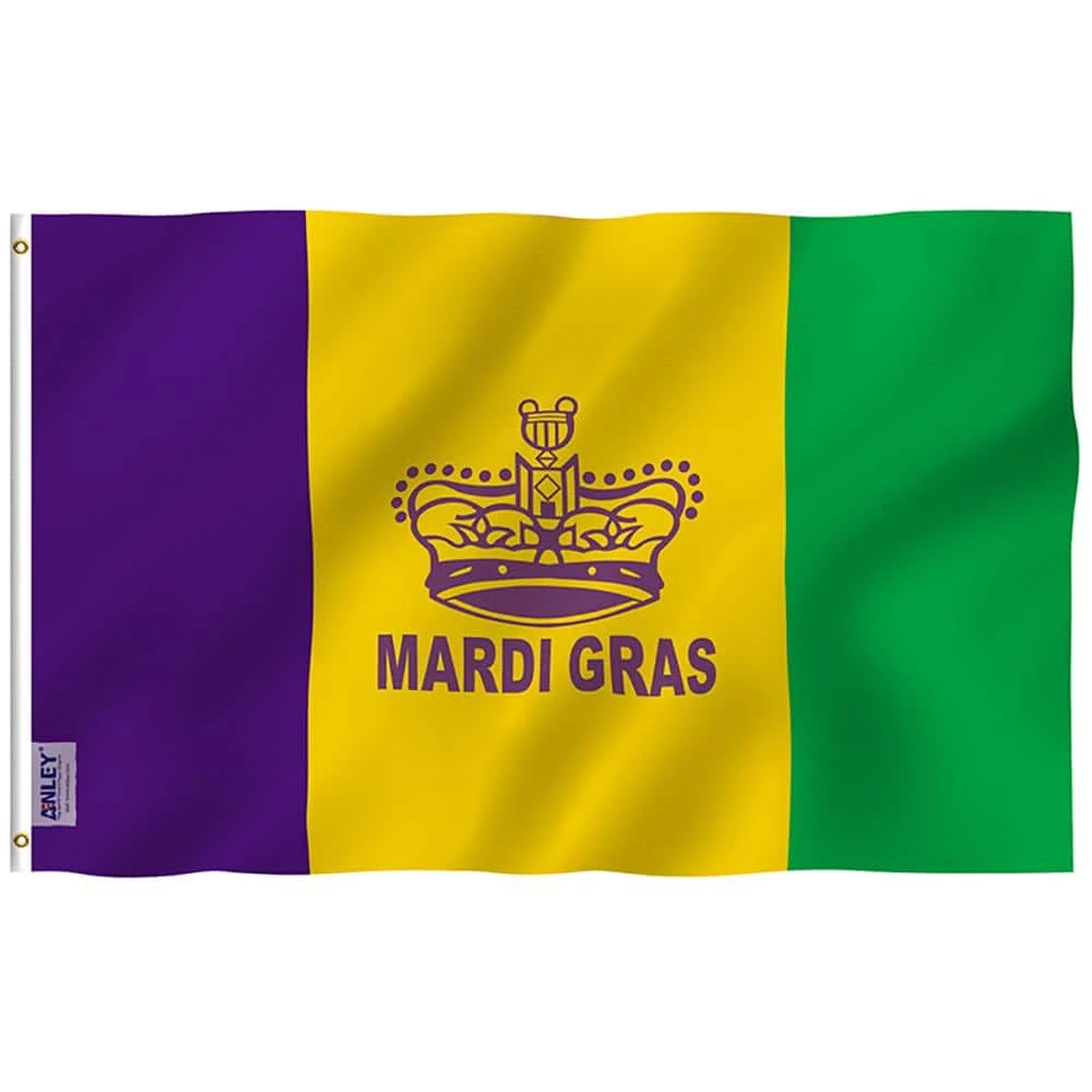 ANLEY Fly Breeze 3 ft. x 5 ft. Polyester Mardi Gras Flag Happy Carnival Flag 2-Sided Flags Banner with Brass Grommets 3 ANLEY Fly Breeze 3 ft. x 5 ft. Polyester Mardi Gras Flag Happy Carnival Flag 2-Sided Flags Banner with Brass Grommets