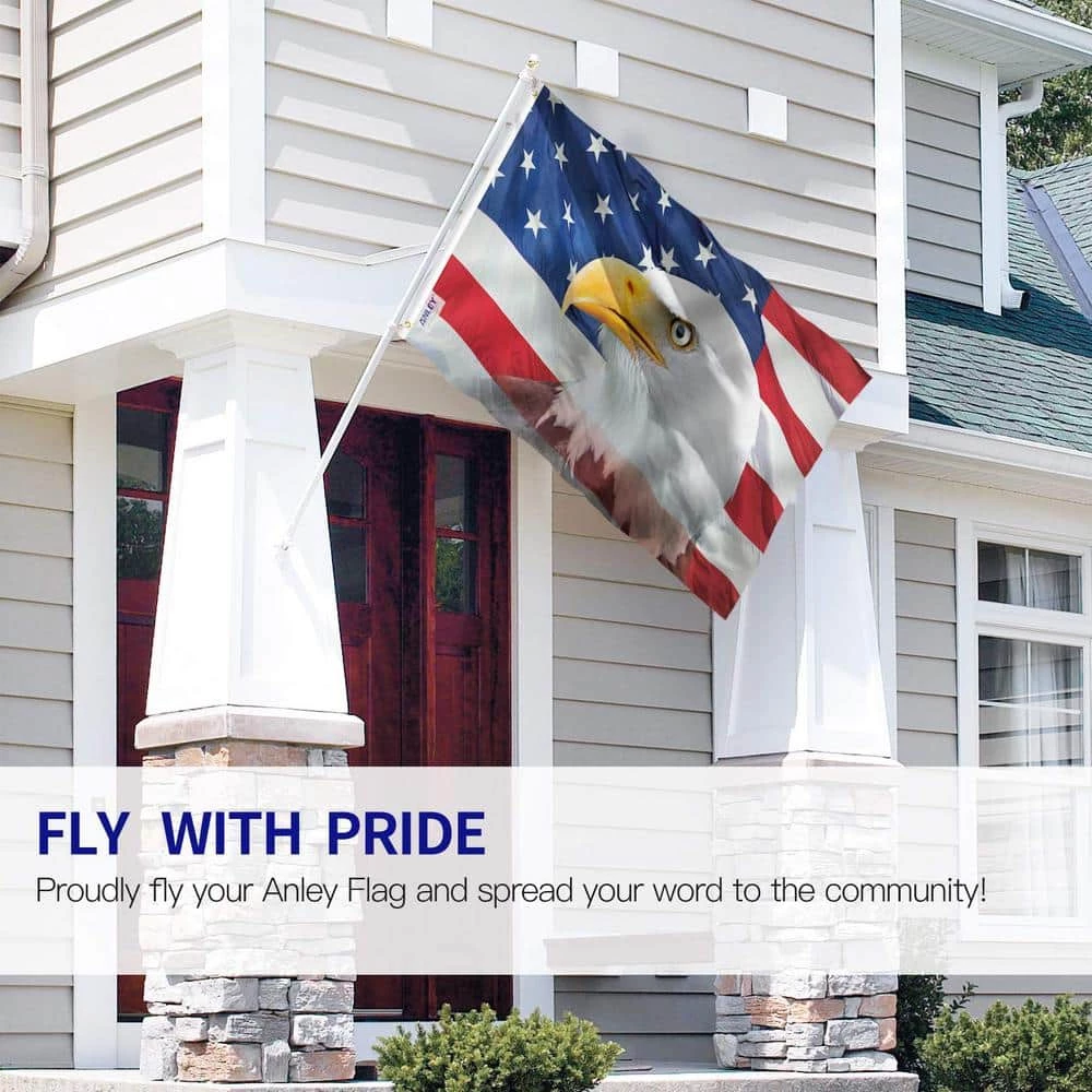 ANLEY Fly Breeze 3 ft. x 5 ft. Polyester US Bald Eagle Decorative Flag 2-Sided Banner with Brass Grommets and Canvas Header 4 ANLEY Fly Breeze 3 ft. x 5 ft. Polyester US Bald Eagle Decorative Flag 2-Sided Banner with Brass Grommets and Canvas Header - Image 2
