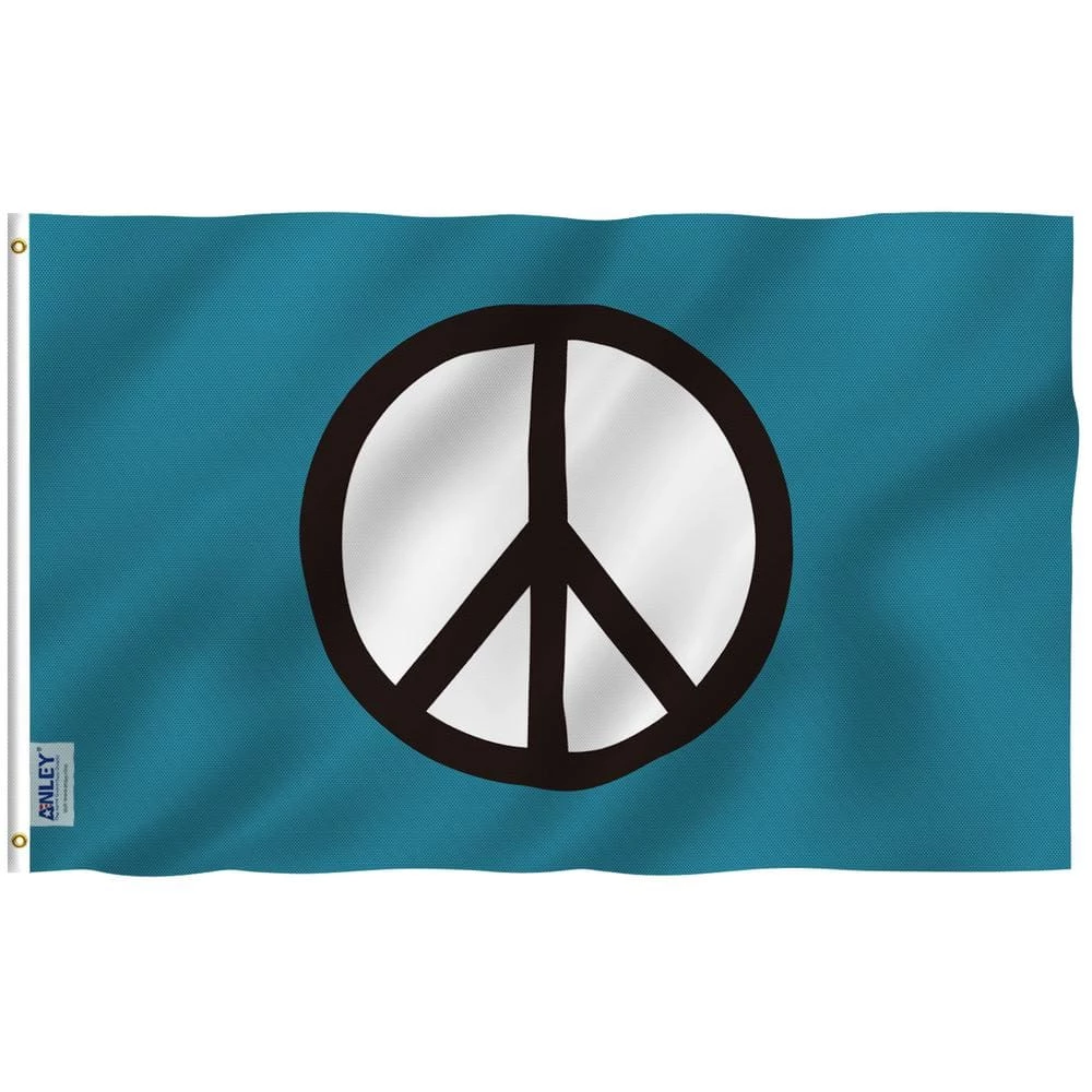 ANLEY Fly Breeze 3 ft. x 5 ft. Polyester Peace Symbol Flag 2-Sided Flags Banner with Brass Grommets and Canvas Header 3 ANLEY Fly Breeze 3 ft. x 5 ft. Polyester Peace Symbol Flag 2-Sided Flags Banner with Brass Grommets and Canvas Header