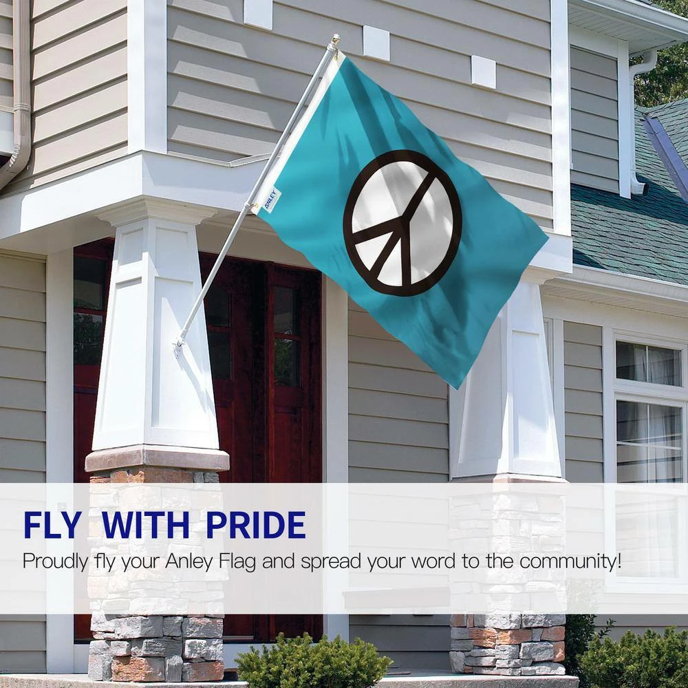 ANLEY Fly Breeze 3 ft. x 5 ft. Polyester Peace Symbol Flag 2-Sided Flags Banner with Brass Grommets and Canvas Header 4 ANLEY Fly Breeze 3 ft. x 5 ft. Polyester Peace Symbol Flag 2-Sided Flags Banner with Brass Grommets and Canvas Header - Image 2