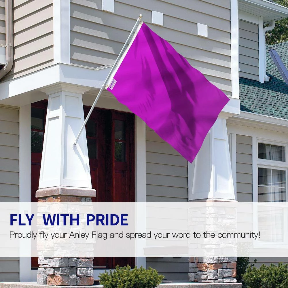 ANLEY Fly Breeze 3 ft. x 5 ft. Polyester Solid Purple 2-Sided Banner Flags with Brass Grommets and Canvas Header (2-Pack) 4 ANLEY Fly Breeze 3 ft. x 5 ft. Polyester Solid Purple 2-Sided Banner Flags with Brass Grommets and Canvas Header (2-Pack) - Image 2