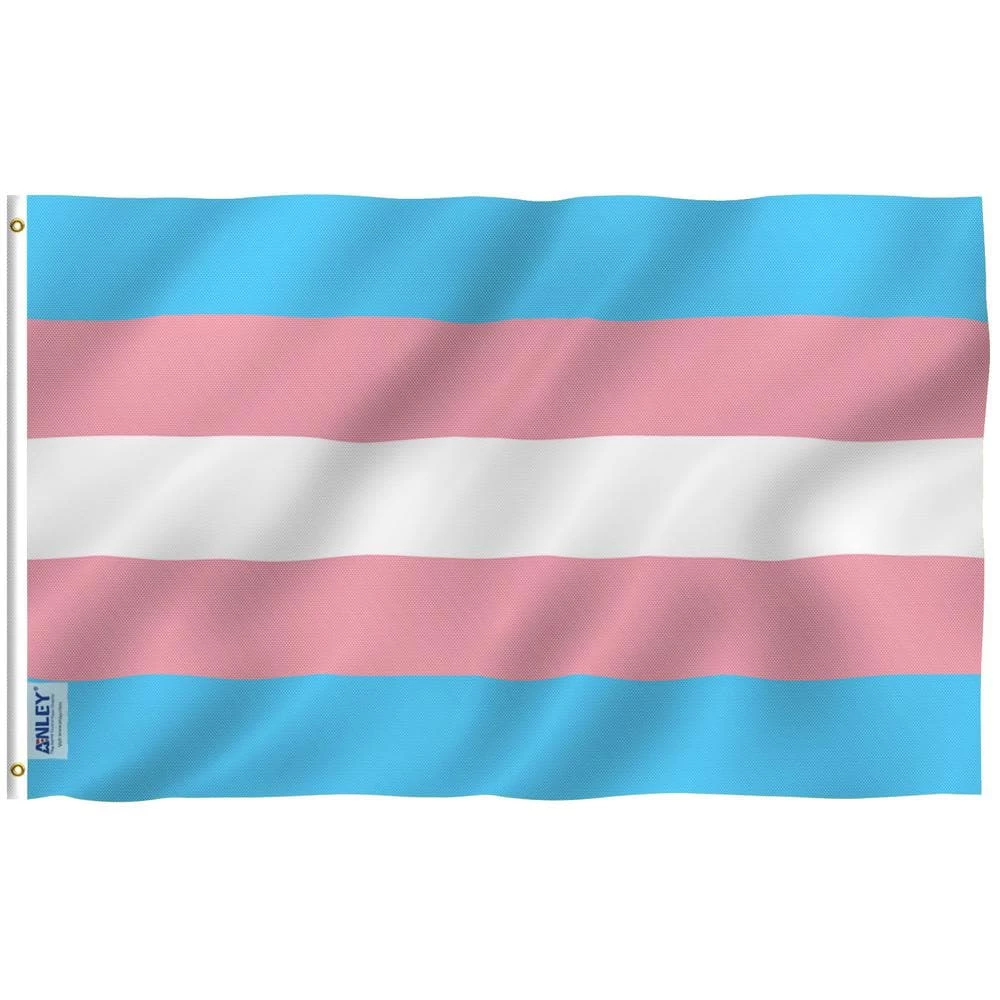 ANLEY Fly Breeze 3 ft. x 5 ft. Polyester Transgender Pride Flag 2-Sided Flag Banner with Brass Grommets and Canvas Header 3 ANLEY Fly Breeze 3 ft. x 5 ft. Polyester Transgender Pride Flag 2-Sided Flag Banner with Brass Grommets and Canvas Header
