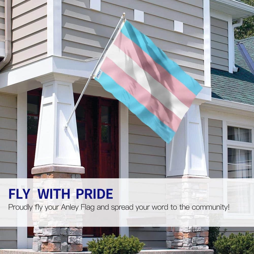 ANLEY Fly Breeze 3 ft. x 5 ft. Polyester Transgender Pride Flag 2-Sided Flag Banner with Brass Grommets and Canvas Header 4 ANLEY Fly Breeze 3 ft. x 5 ft. Polyester Transgender Pride Flag 2-Sided Flag Banner with Brass Grommets and Canvas Header - Image 2