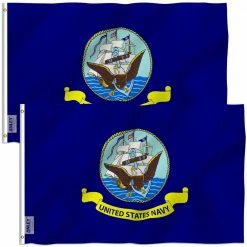 ANLEY Fly Breeze 3 ft. x 5 ft. US Navy Flag 2-Sided Flags United States Naval Military Polyester Flags (2-Pack)