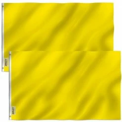 ANLEY Fly Breeze 3 ft. x 5 ft. Polyester Solid Yellow 2-Sided Banner Flags with Brass Grommets and Canvas Header (2-Pack)