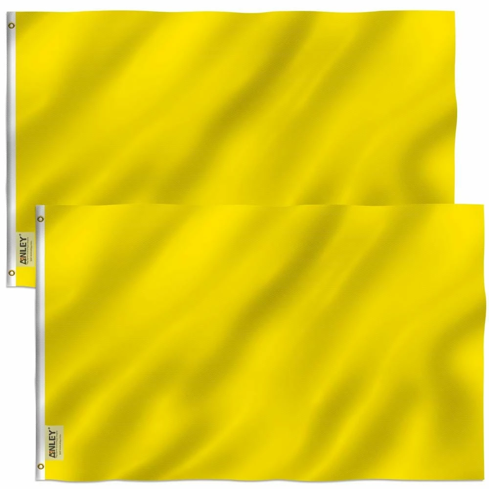 ANLEY Fly Breeze 3 ft. x 5 ft. Polyester Solid Yellow 2-Sided Banner Flags with Brass Grommets and Canvas Header (2-Pack) 3 ANLEY Fly Breeze 3 ft. x 5 ft. Polyester Solid Yellow 2-Sided Banner Flags with Brass Grommets and Canvas Header (2-Pack)