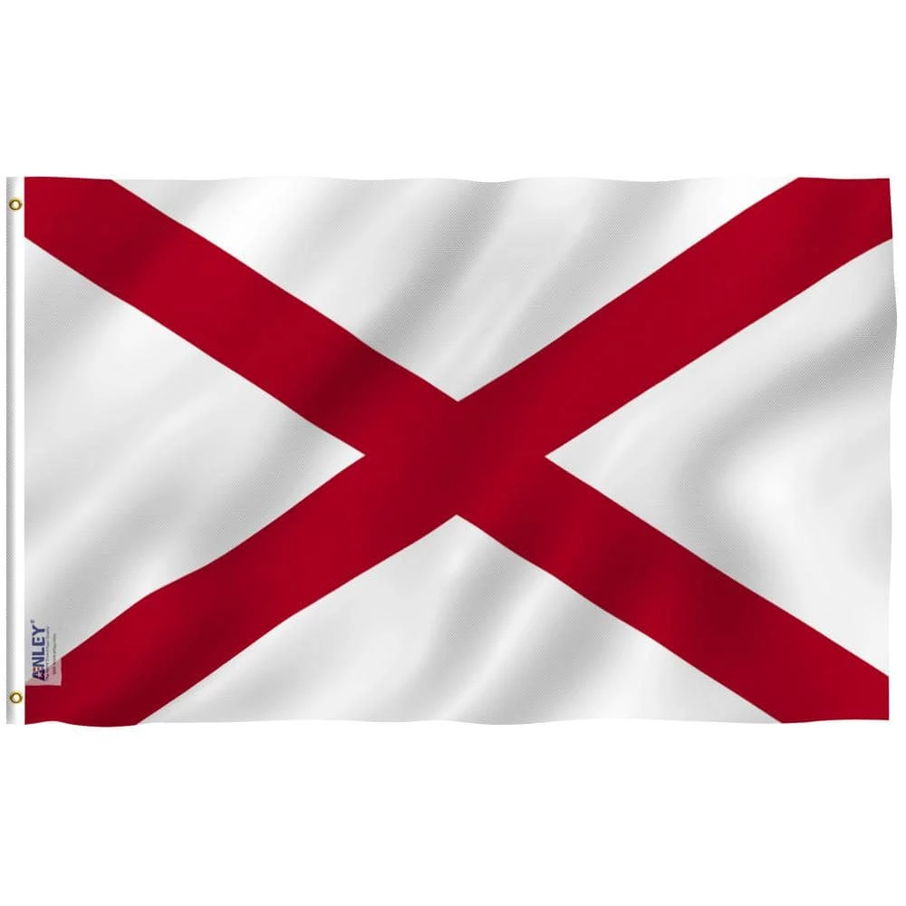 ANLEY Fly Breeze 3 ft. x 5 ft. Polyester Alabama State 2-Sided Banner Flag with Brass Grommets and Canvas Header 3 ANLEY Fly Breeze 3 ft. x 5 ft. Polyester Alabama State 2-Sided Banner Flag with Brass Grommets and Canvas Header