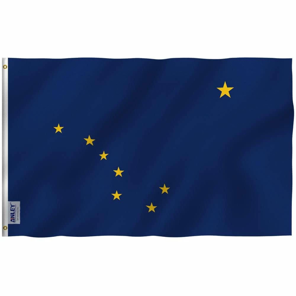 ANLEY Fly Breeze 3 ft. x 5 ft. Polyester Alaska State Flag 2-Sided Flags Banners with Brass Grommets and Canvas Header 3 ANLEY Fly Breeze 3 ft. x 5 ft. Polyester Alaska State Flag 2-Sided Flags Banners with Brass Grommets and Canvas Header
