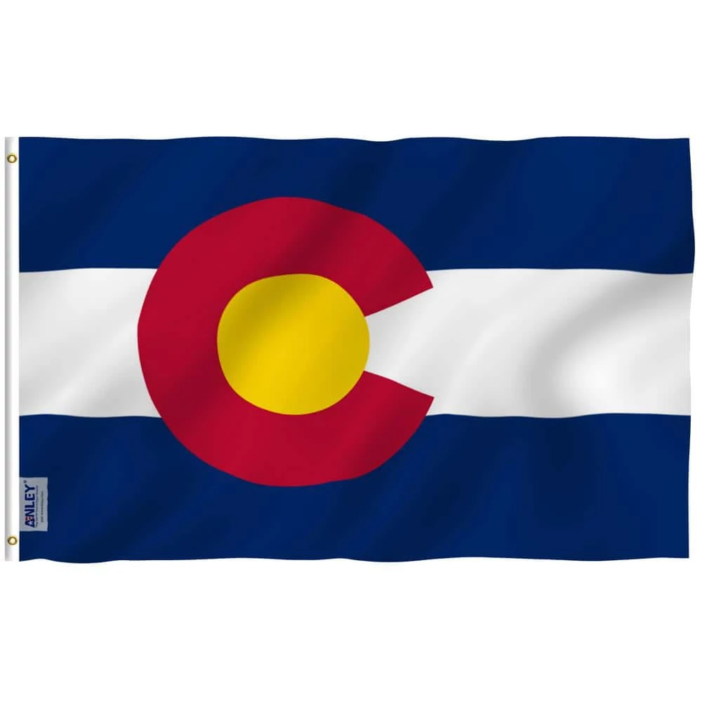 ANLEY Fly Breeze 3 ft. x 5 ft. Colorado State Flag 2-Sided Flag Banner with Brass Grommets and Canvas Header 3 ANLEY Fly Breeze 3 ft. x 5 ft. Colorado State Flag 2-Sided Flag Banner with Brass Grommets and Canvas Header