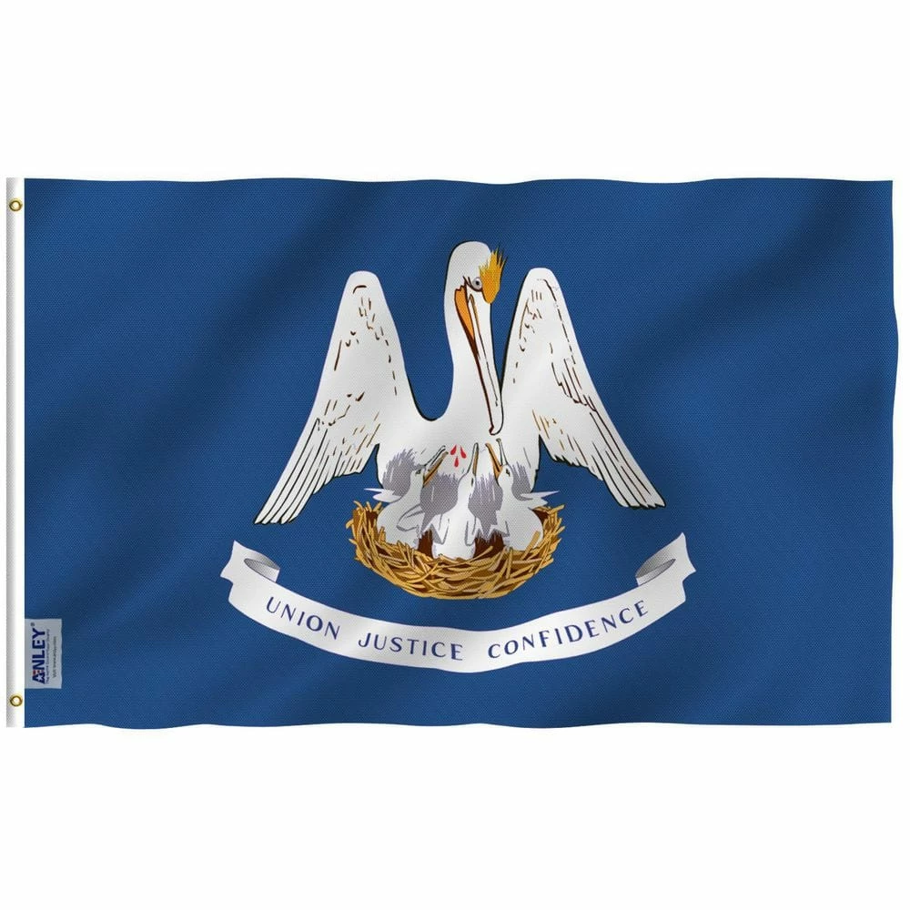 ANLEY Fly Breeze 3 ft. x 5 ft. Polyester Louisiana State Flag 2-Sided Flags Banners with Brass Grommets and Canvas Header 3 ANLEY Fly Breeze 3 ft. x 5 ft. Polyester Louisiana State Flag 2-Sided Flags Banners with Brass Grommets and Canvas Header