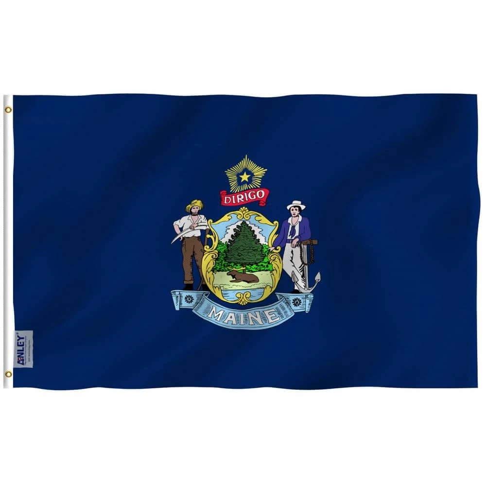 ANLEY Fly Breeze 3 ft. x 5 ft. Polyester Maine State Flag 2-Sided Flags Banners with Brass Grommets and Canvas Header 3 ANLEY Fly Breeze 3 ft. x 5 ft. Polyester Maine State Flag 2-Sided Flags Banners with Brass Grommets and Canvas Header