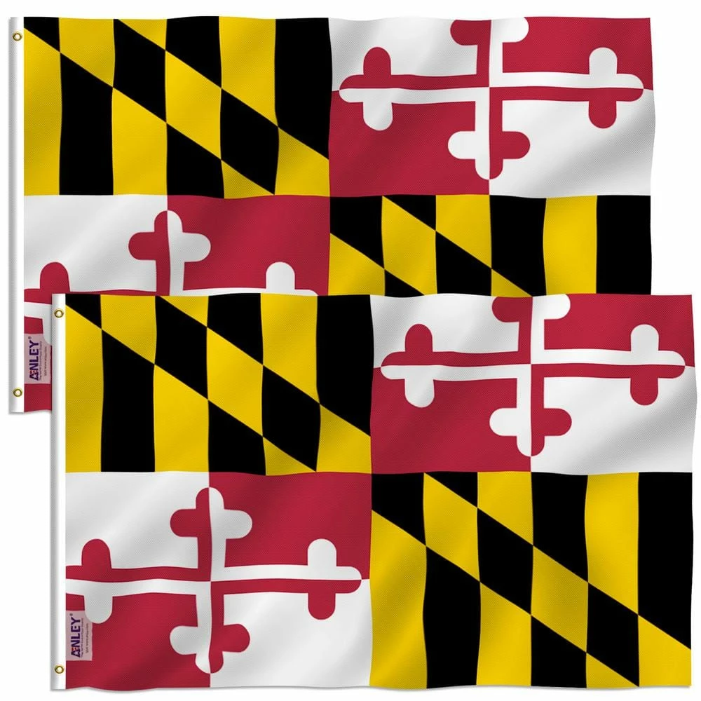 ANLEY Fly Breeze 3 ft. x 5 ft. Polyester Maryland State 2-Sided Flags Banners with Brass Grommets (2-Pack) 3 ANLEY Fly Breeze 3 ft. x 5 ft. Polyester Maryland State 2-Sided Flags Banners with Brass Grommets (2-Pack)