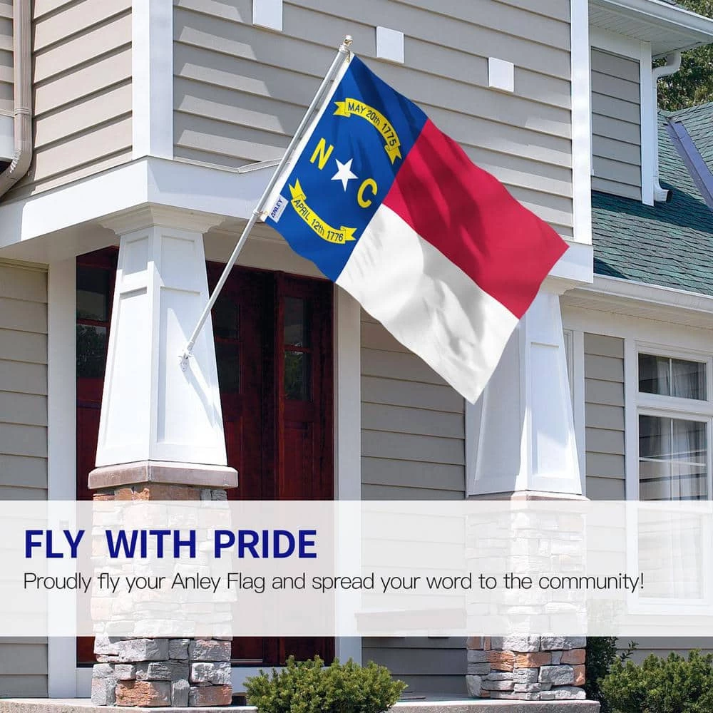 ANLEY Fly Breeze 3 ft. x 5 ft. Polyester North Carolina State Flag Banner with Brass Grommets and Canvas Header 4 ANLEY Fly Breeze 3 ft. x 5 ft. Polyester North Carolina State Flag Banner with Brass Grommets and Canvas Header - Image 2