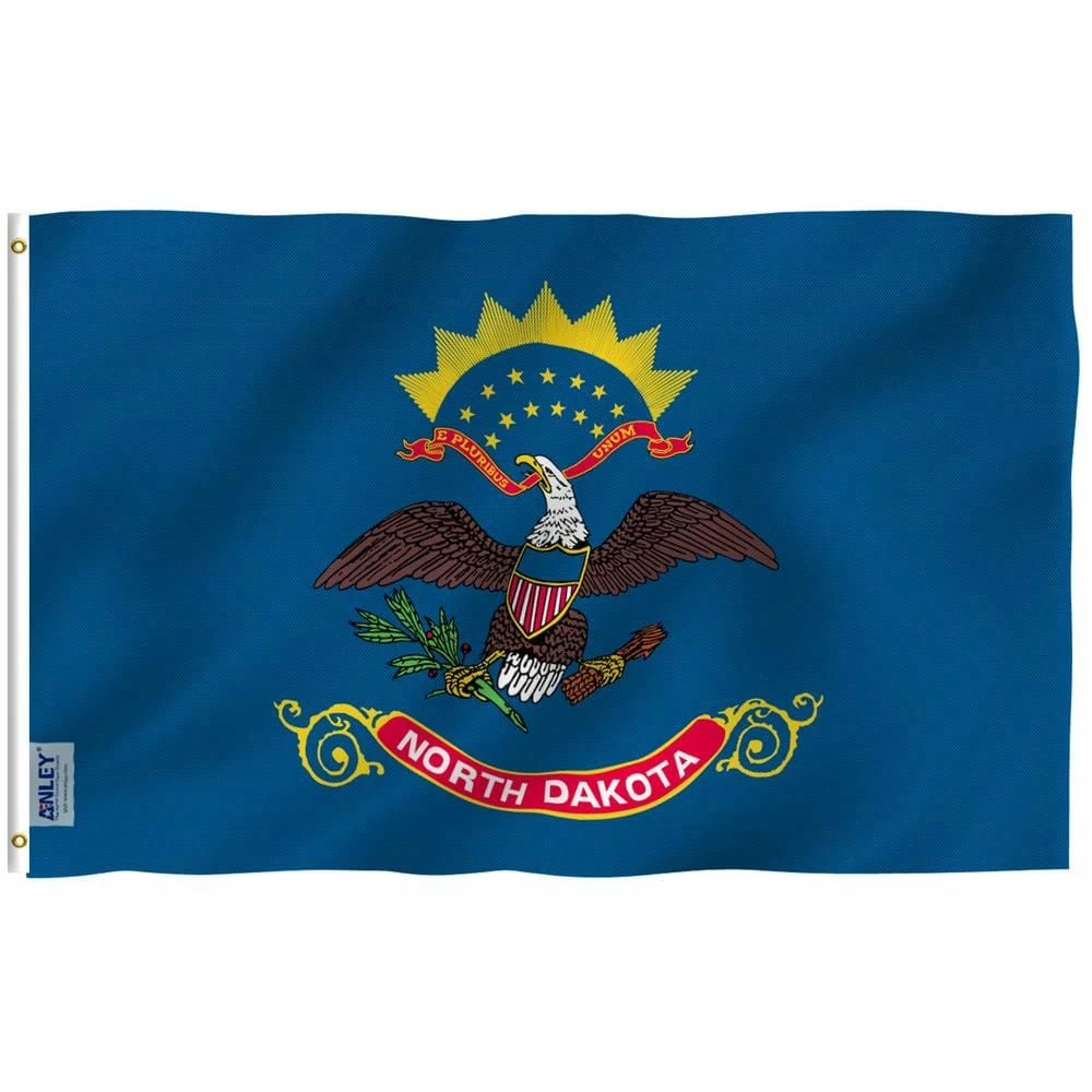 ANLEY Fly Breeze 3 ft. x 5 ft. Polyester North Dakota State Flag 2-Sided Banner with Brass Grommets and Canvas Header 3 ANLEY Fly Breeze 3 ft. x 5 ft. Polyester North Dakota State Flag 2-Sided Banner with Brass Grommets and Canvas Header