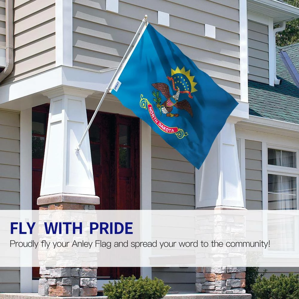 ANLEY Fly Breeze 3 ft. x 5 ft. Polyester North Dakota State Flag 2-Sided Banner with Brass Grommets and Canvas Header 4 ANLEY Fly Breeze 3 ft. x 5 ft. Polyester North Dakota State Flag 2-Sided Banner with Brass Grommets and Canvas Header - Image 2