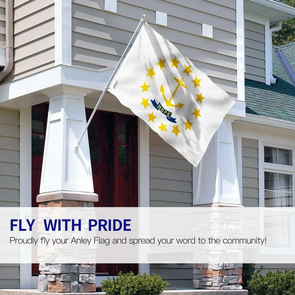ANLEY Fly Breeze 3 ft. x 5 ft. Polyester Rhode Island State Flag 2-Sided Flags Banners with Brass Grommets and Canvas Header 4 ANLEY Fly Breeze 3 ft. x 5 ft. Polyester Rhode Island State Flag 2-Sided Flags Banners with Brass Grommets and Canvas Header - Image 2