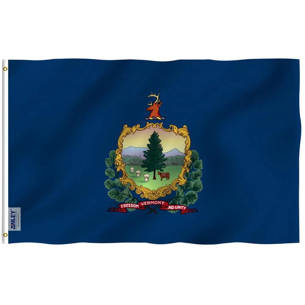 ANLEY Fly Breeze 3 ft. x 5 ft. Polyester Vermont State Flag 2-Sided Flags Banners with Brass Grommets and Canvas Header 3 ANLEY Fly Breeze 3 ft. x 5 ft. Polyester Vermont State Flag 2-Sided Flags Banners with Brass Grommets and Canvas Header