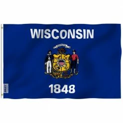 ANLEY Fly Breeze 3 ft. x 5 ft. Polyester Wisconsin State Flag 2-Sided Flags Banners with Brass Grommets and Canvas Header