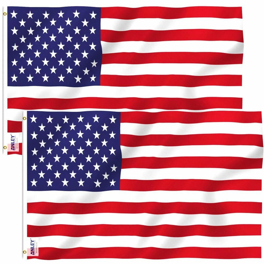 ANLEY Fly Breeze 4 ft. x 6 ft. Polyester American US Flag 2-Sided Flag Banner with Brass Grommets (2-Pack) 3 ANLEY Fly Breeze 4 ft. x 6 ft. Polyester American US Flag 2-Sided Flag Banner with Brass Grommets (2-Pack)