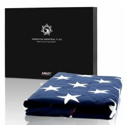 ANLEY 60 in. x 114 in. Heavy-Duty Cotton Memorial American US Flag for Veteran, Embroidered Stars Sewn Stripes Burial Casket -US Flora Bunda Sales 2022 anley house flags a flag us burial 76 1000