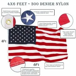 ANLEY EverStrong 4 ft. x 6 ft. American US Heavy-Duty Nylon Flags Embroidered Stars and Sewn Stripes USA with Brass Grommets -US Flora Bunda Sales 2022 anley house flags a flag us sewn 4x6ft 4f 1000