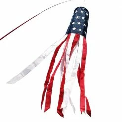 ANLEY 60 in. American US Flag Windsock Stars and Stripes USA Patriotic Decorations Embroidered Stars and Fade Resistant 5 ft.