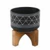 Flora Bunda Mid-Century 7 in. Black/White Line Ceramic Geometric Pot with Wood Stand Planter 2 Flora Bunda Mid-Century 7 in. Black/White Line Ceramic Geometric Pot with Wood Stand Planter -US Flora Bunda Sales 2022 black white flora bunda plant pots ct876e bk wh 64 1000