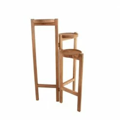 Flora Bunda 30 in. H Brown Wood 3-tired Plant Stand