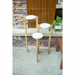 Flora Bunda 30 in. H Brown Terrazzo and Wood 3-Tired Plant Stand -US Flora Bunda Sales 2022 brown flora bunda plant pots fr313e neu 1f 1000