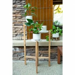 Flora Bunda 30 in. H Brown Terrazzo and Wood 3-Tired Plant Stand -US Flora Bunda Sales 2022 brown flora bunda plant pots fr313e neu 4f 1000
