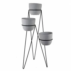 Flora Bunda 36 in. H 7 in. Gray Concrete 3-Tier Lava Cement Plant Pot Sets