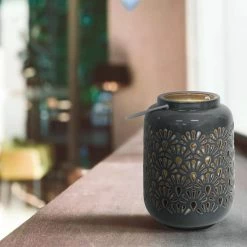 Flora Bunda 7.5 in. LED Shell Ceramic Lantern